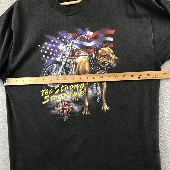 Vintage Harley Davidson T shirt 3D Emblem Black Motorcycle Shirt Pitbull - Picture 7 of 11